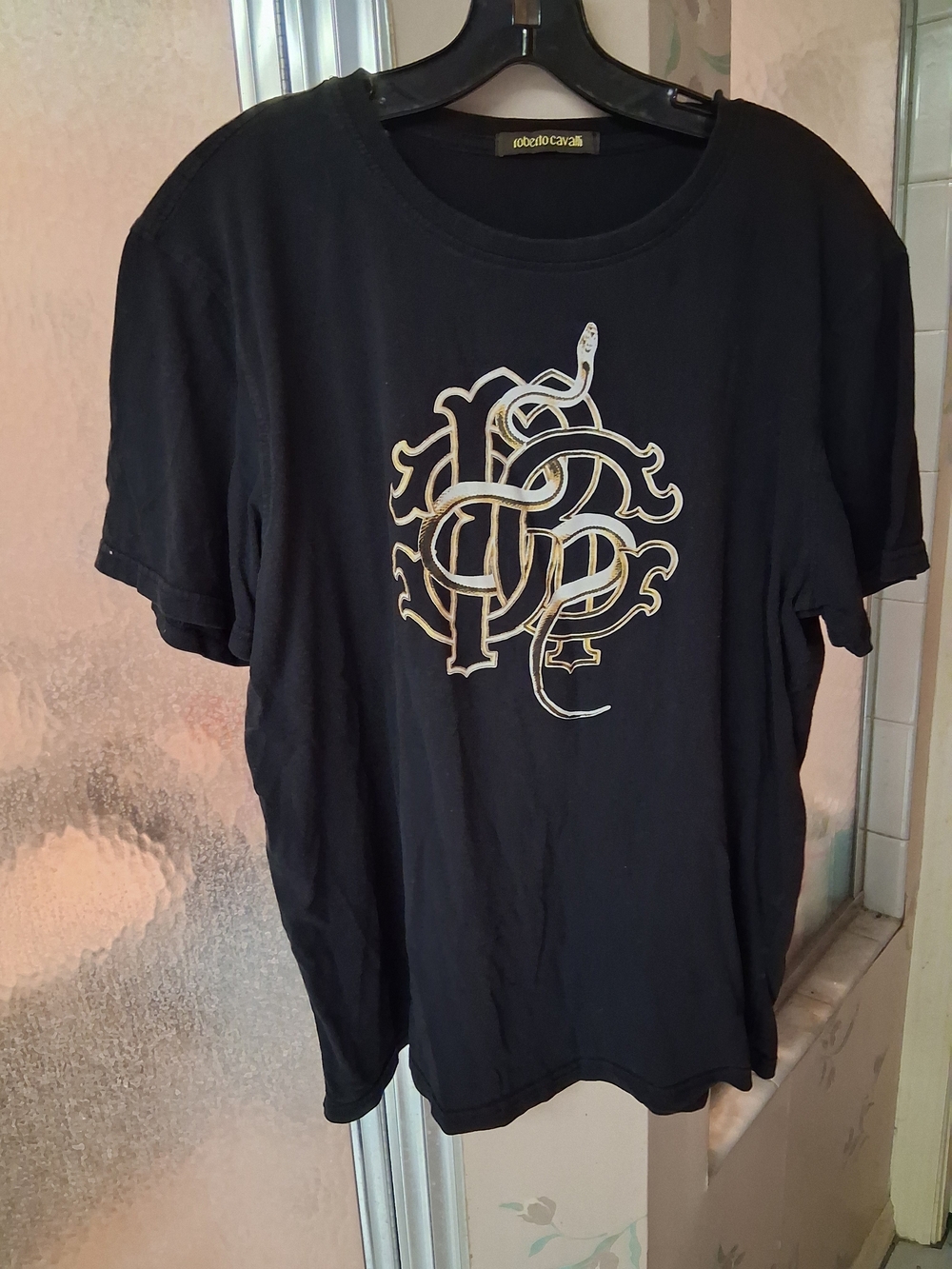 Roberto Cavalli Black Snake Monogram Tee XL